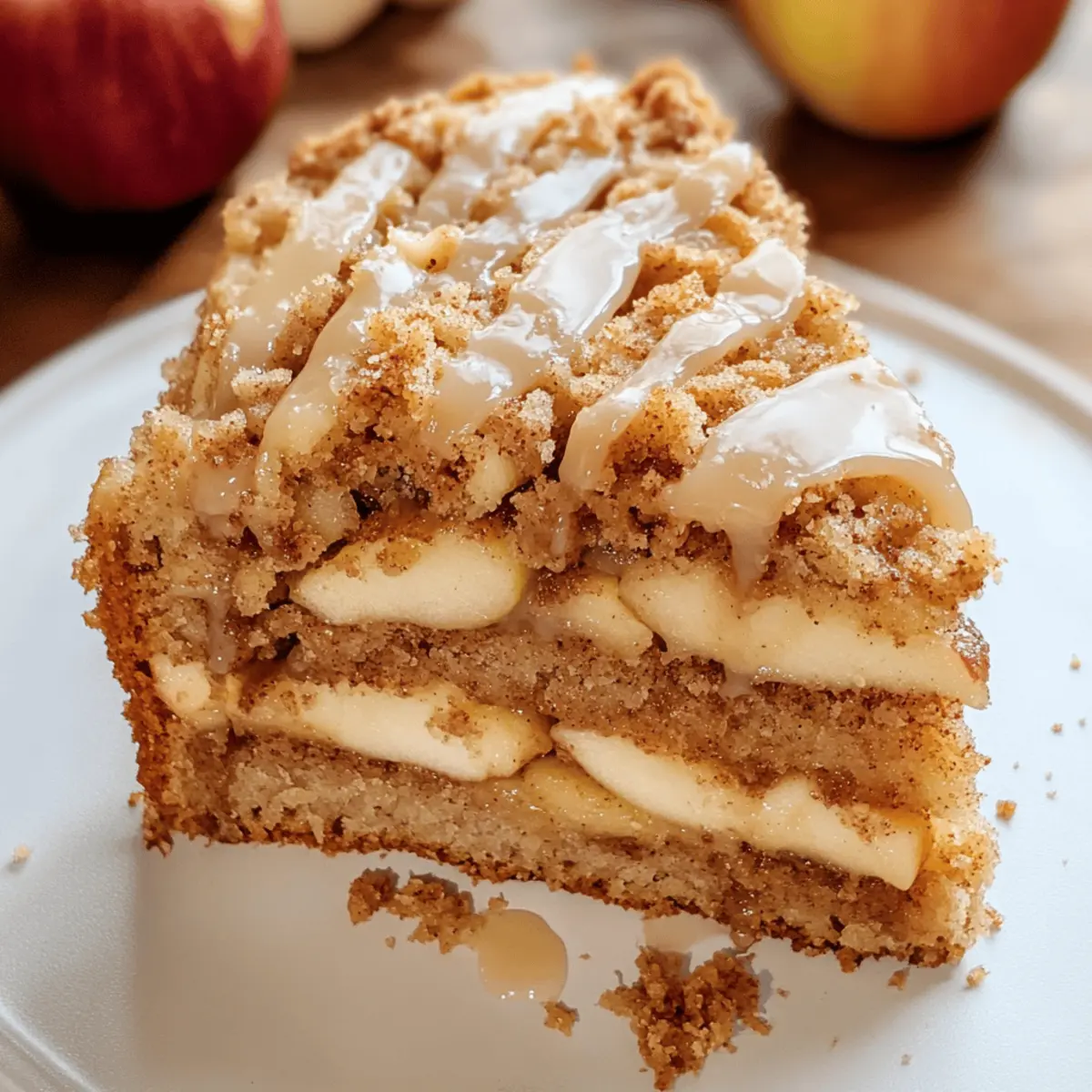 Apfelkrümelkuchen mit köstlicher Glasur