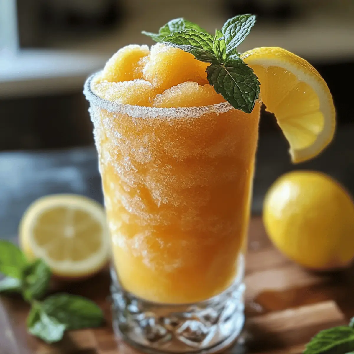 Gefrorene Pfirsich-Limonade für heiße Sommertage