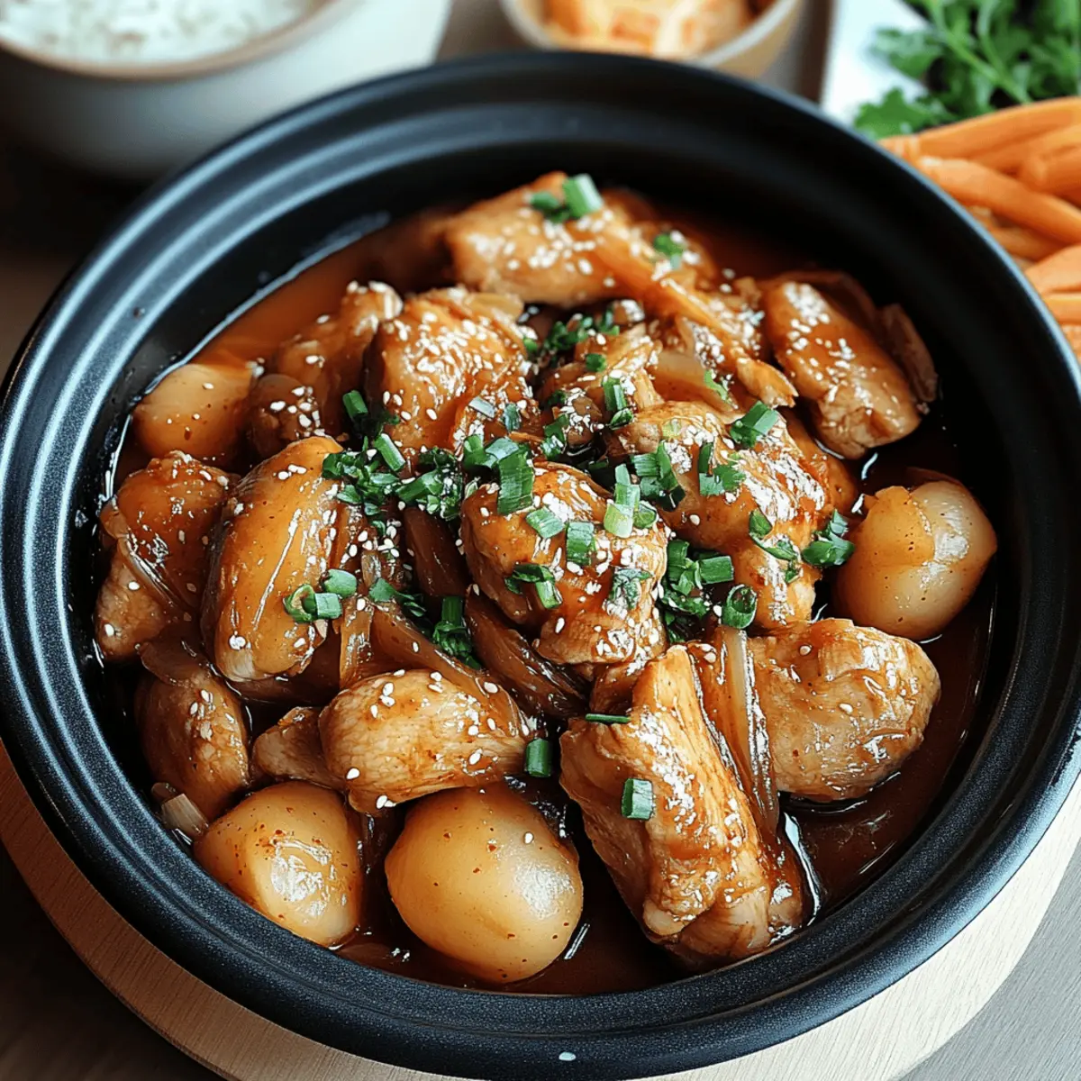 Jjimdak Koreanischer geschmorter Hähnchen ganz einfach