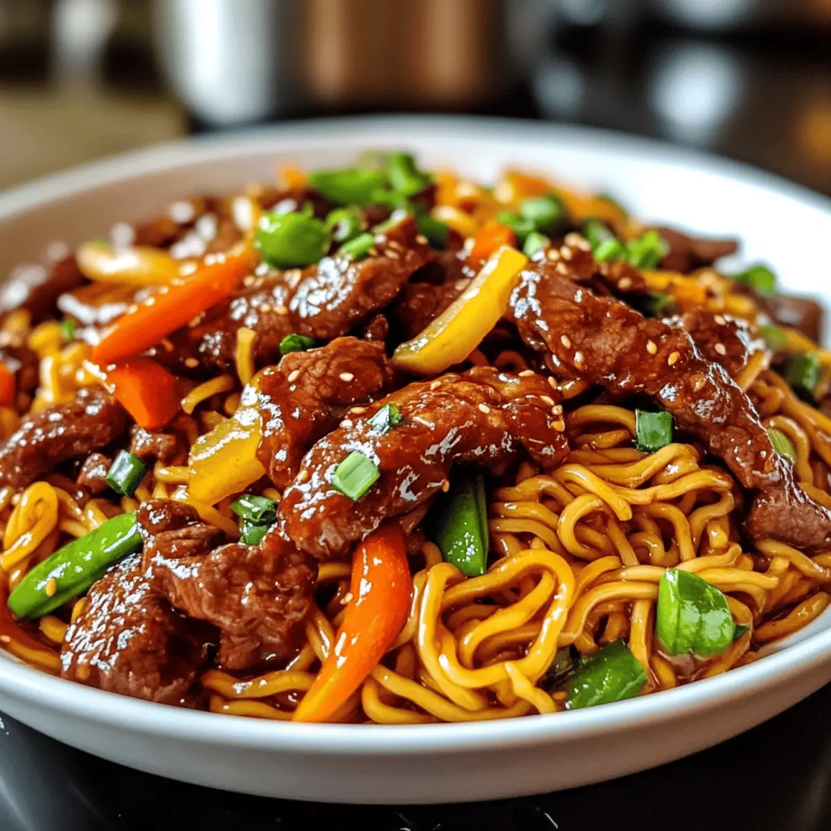 Klebrige Rindfleischnudeln schnell zubereitet