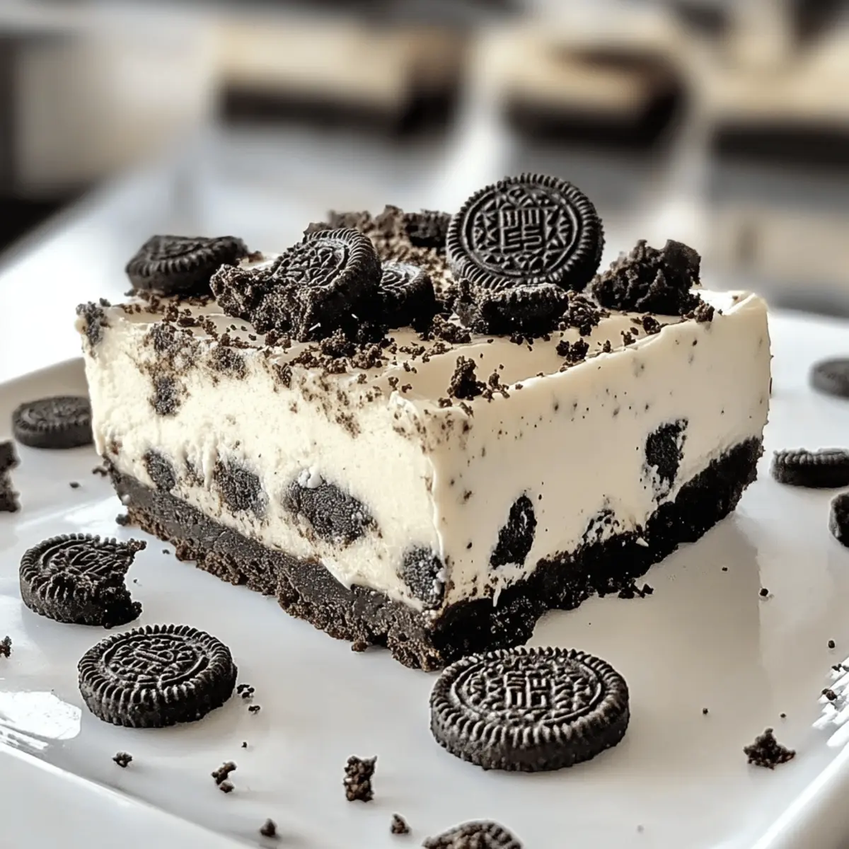 No-Bake Oreo Cheesecake Bars Lecker und Einfach