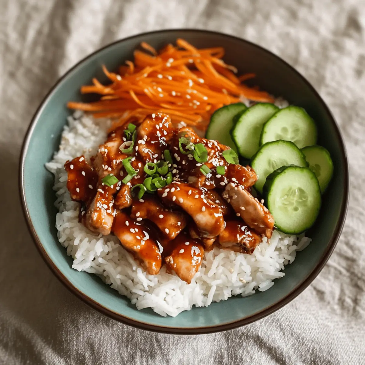 Würziger koreanischer Gochujang-Hähnchen-Bowl für jeden Tag