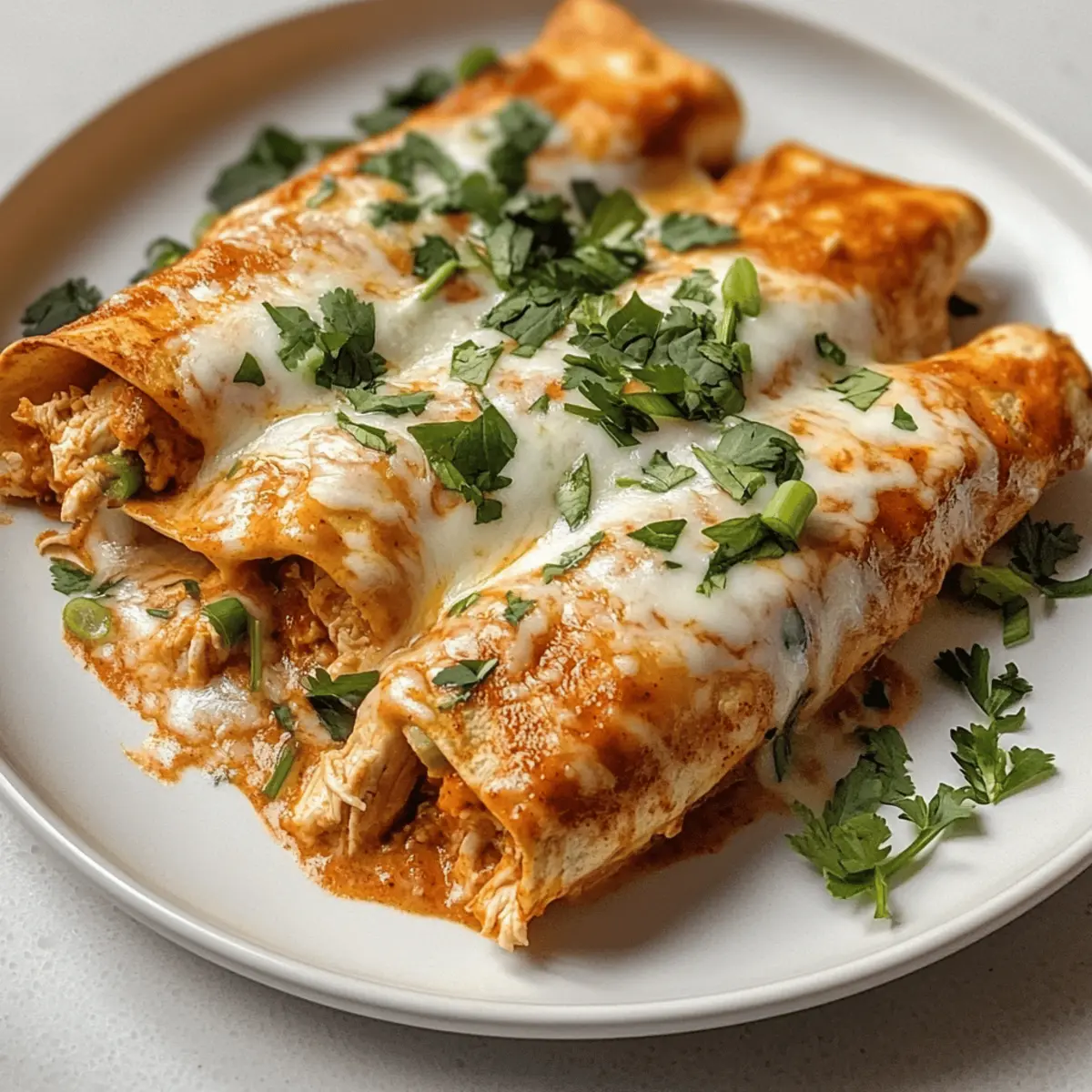 Zerrissene Hähnchen-Enchiladas mit Käse-Sahnesauce