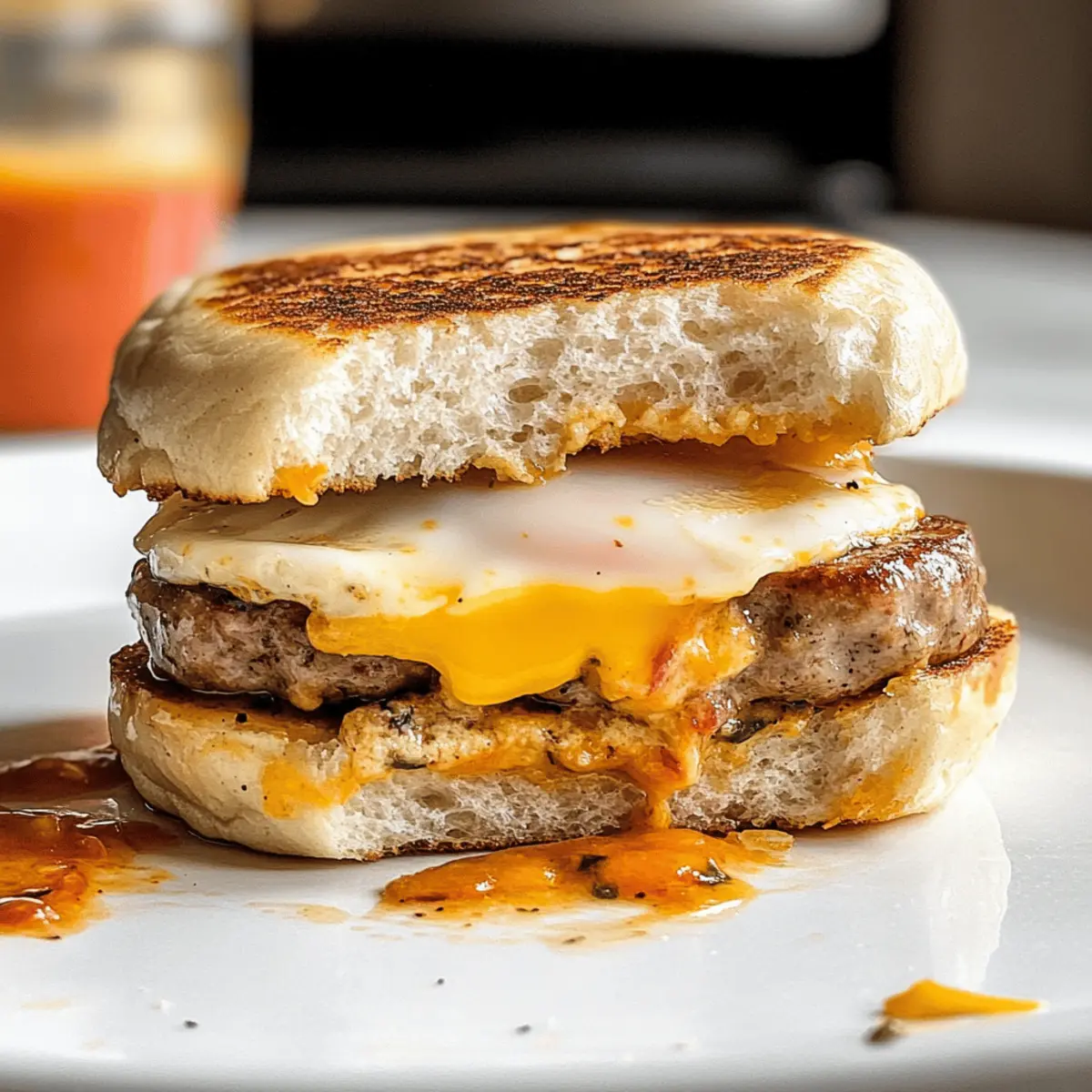 Einfache Wurstfrühstückssandwiches für Genießer