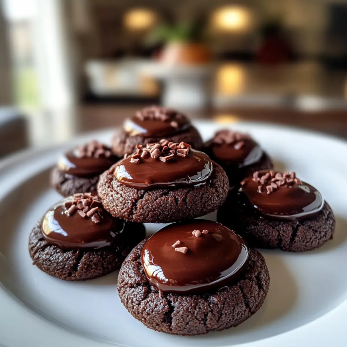 Schokoladen-Daumenabdruck-Kekse mit cremiger Füllung