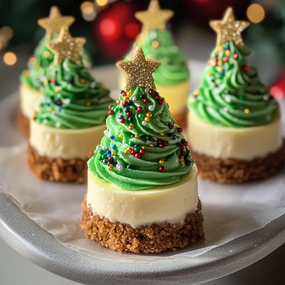 Weihnachts-Mini-Baum-Cheesecakes für Feste Freude