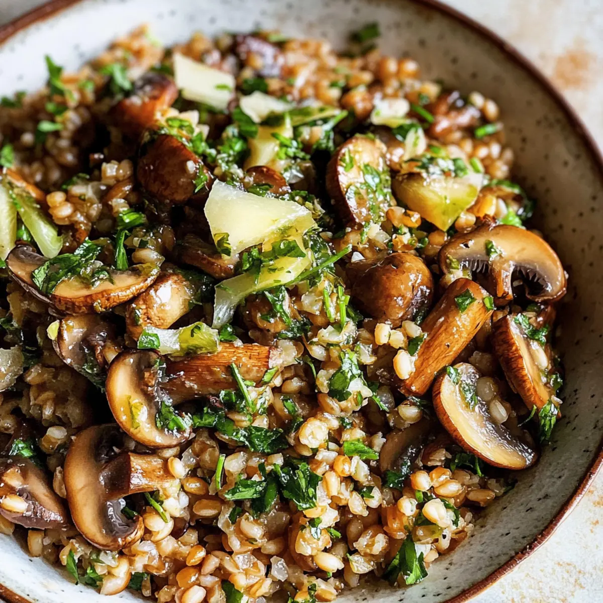 Kräutergerstensalat mit buttergebratenen Champignons