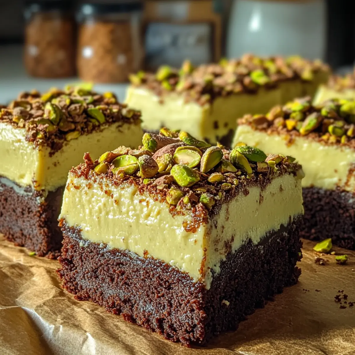 Pistazien-Käsekuchen-Braunien-Riegel einfach selber machen