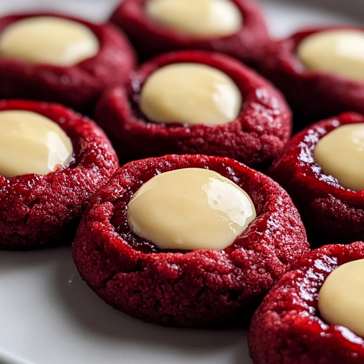 Rote Samt Frischkäse Daumenabdruck Kekse für Feste