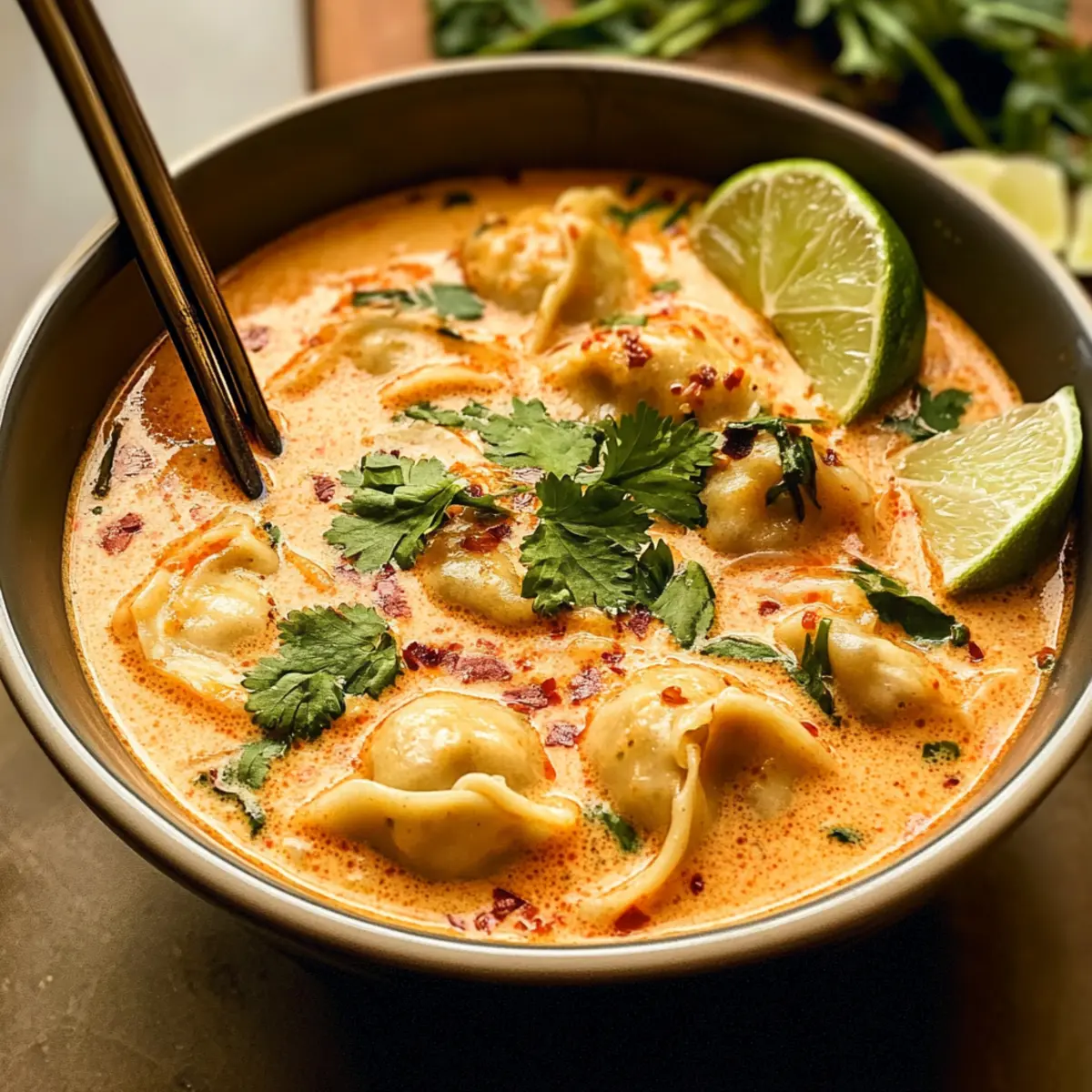 Thailändische Rote-Curry-Dumpling-Suppe für Soulfood
