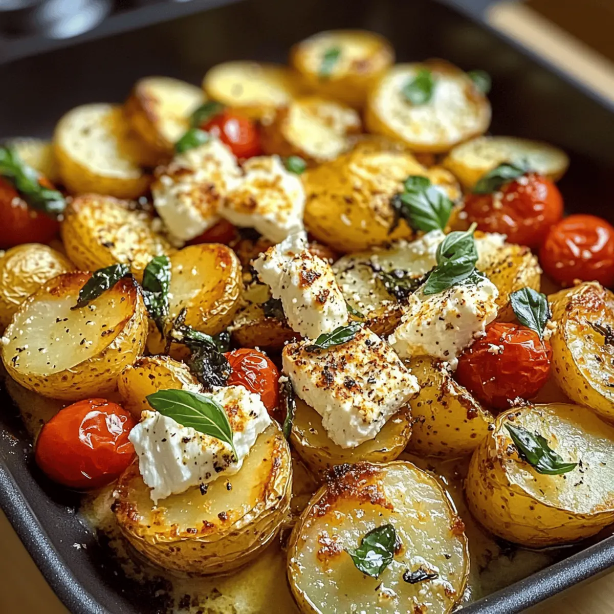 Gesunde gebackene Feta-Kartoffeln für Feinschmecker