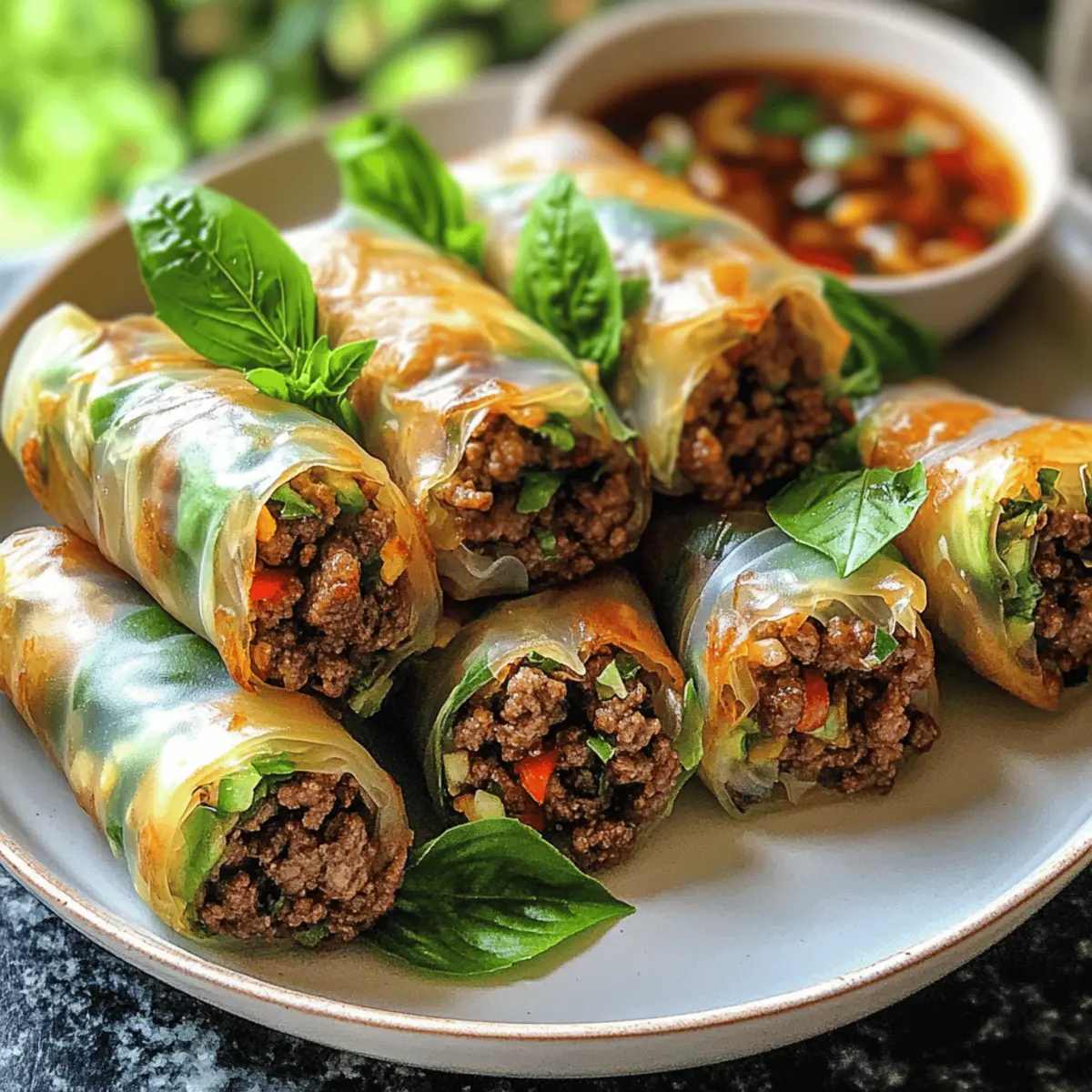 Thai-Basilikum-Rindfleisch-Rollen-Dinner schnell genießen