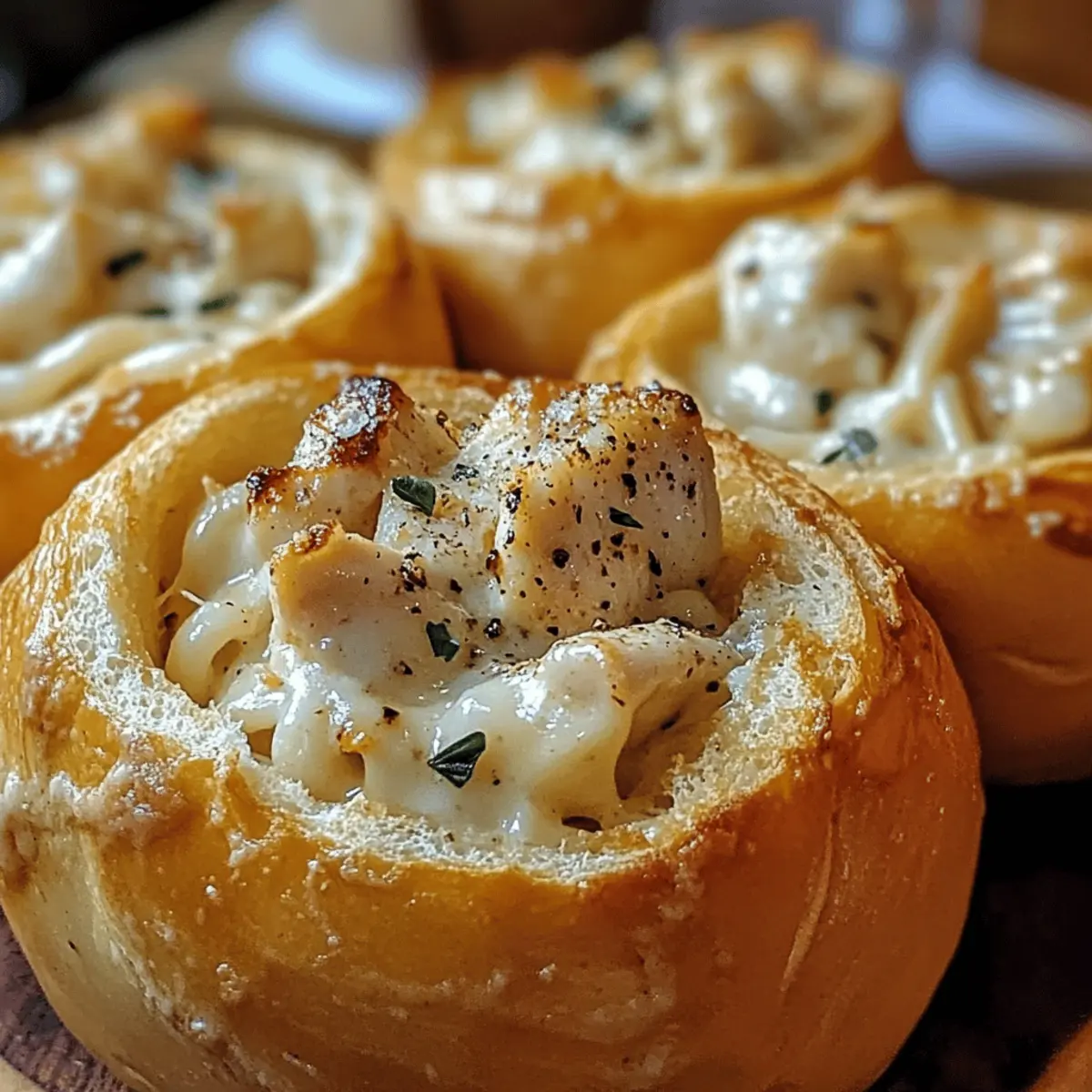 Hühnchen Alfredo Knoblauchbrot Schalen für Gemütlichkeit