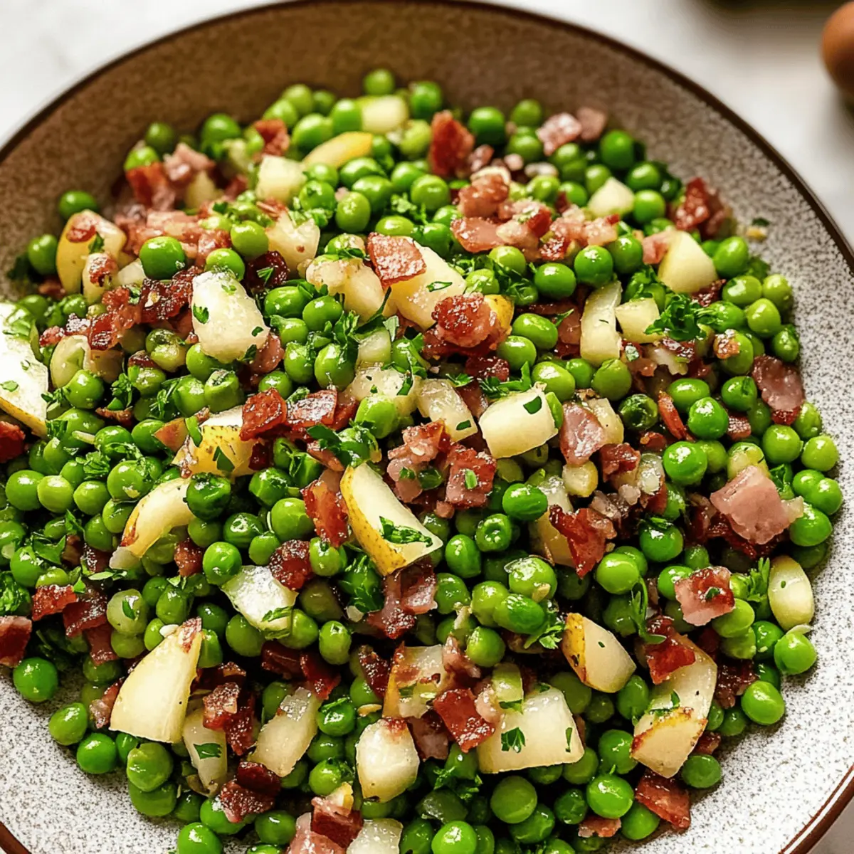 Dankegebungs-Erbsen mit Pancetta und Birne