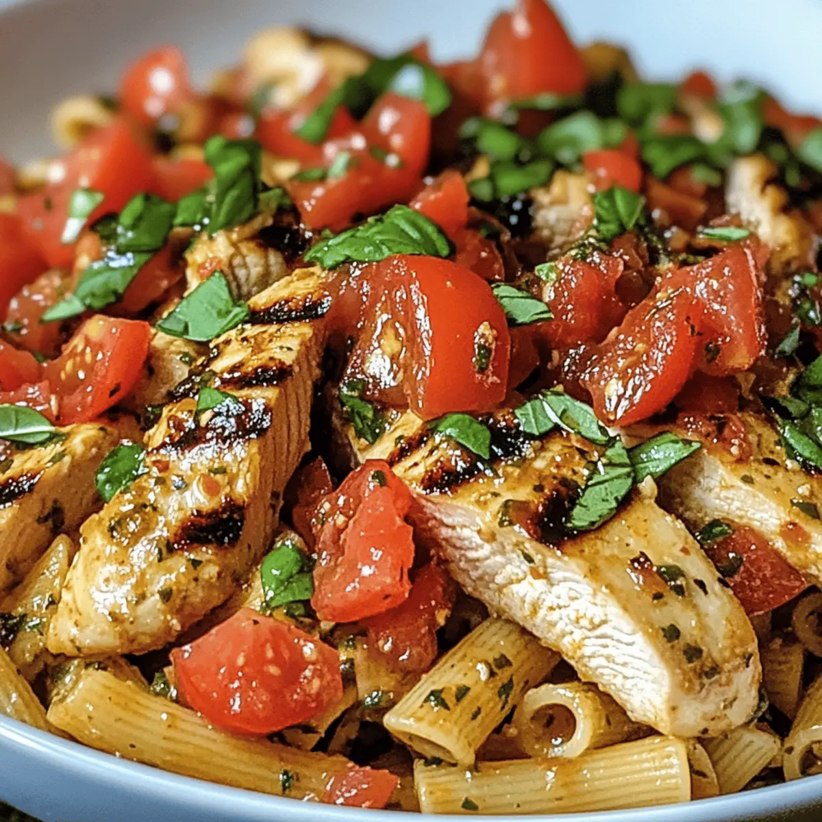 Bruschetta Hähnchen Pasta in 30 Minuten zubereiten