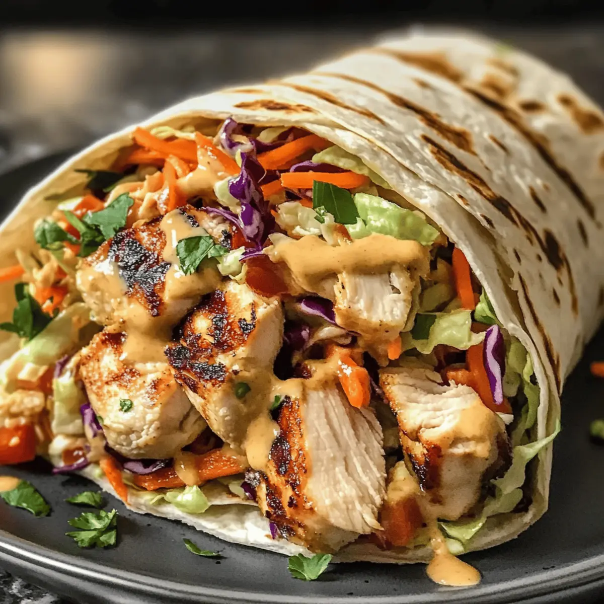 Thai-Hühnchen-Wrap mit Erfrischendem Slaw