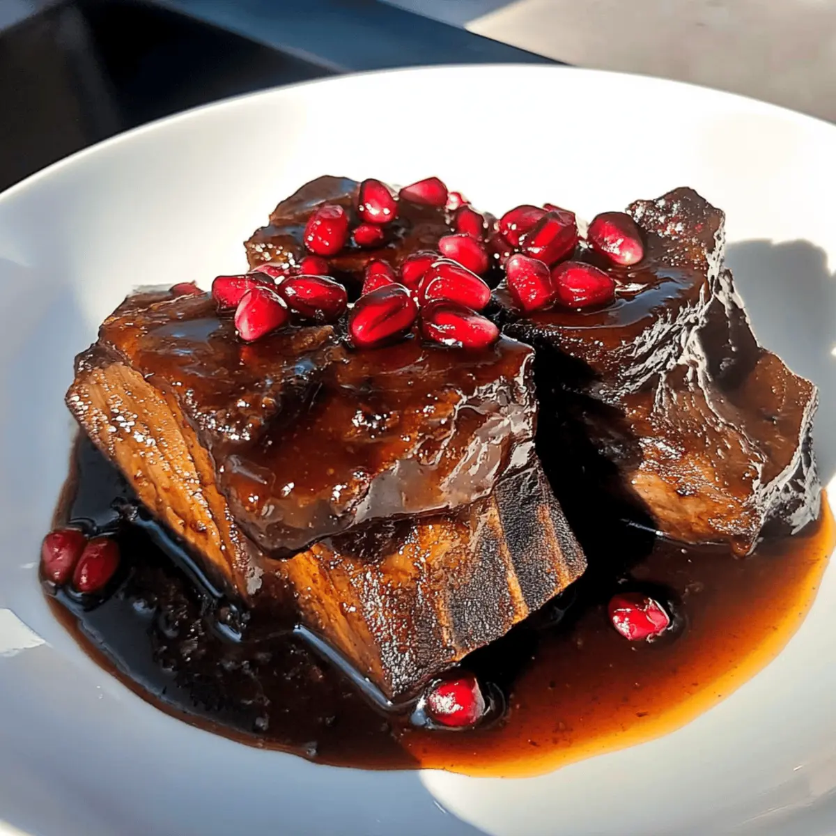 Granatapfel-Balsamico geschmorte Rinderbäckchen zaubern Genuss