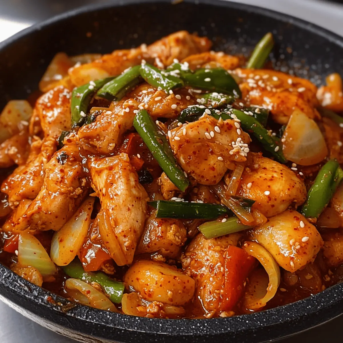 Dakgalbi: Traditionelles Rezept für würziges Koreanisches Hähnchen