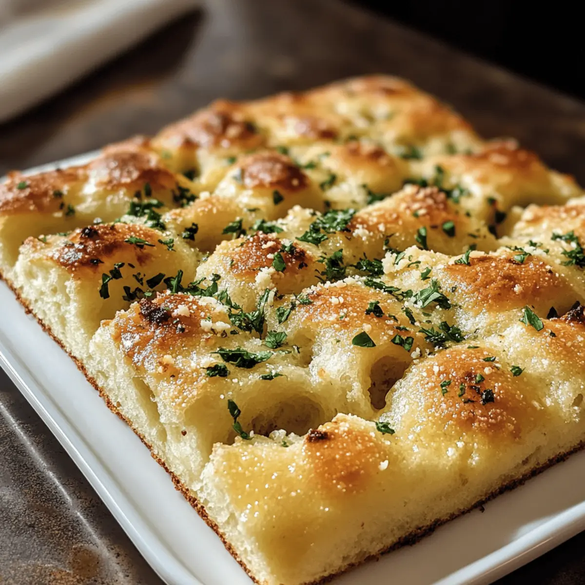 Klassisches Knoblauchbrot Focaccia für puren Genuss