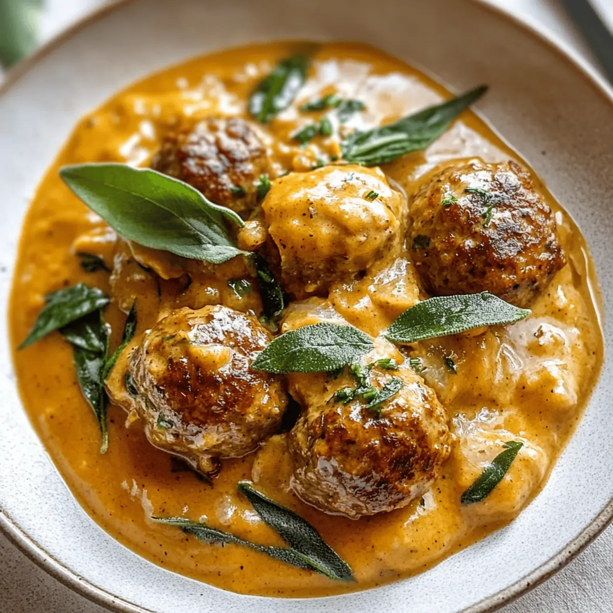 Truthahnfrikadellen in Kürbis-Salbeisauce genießen