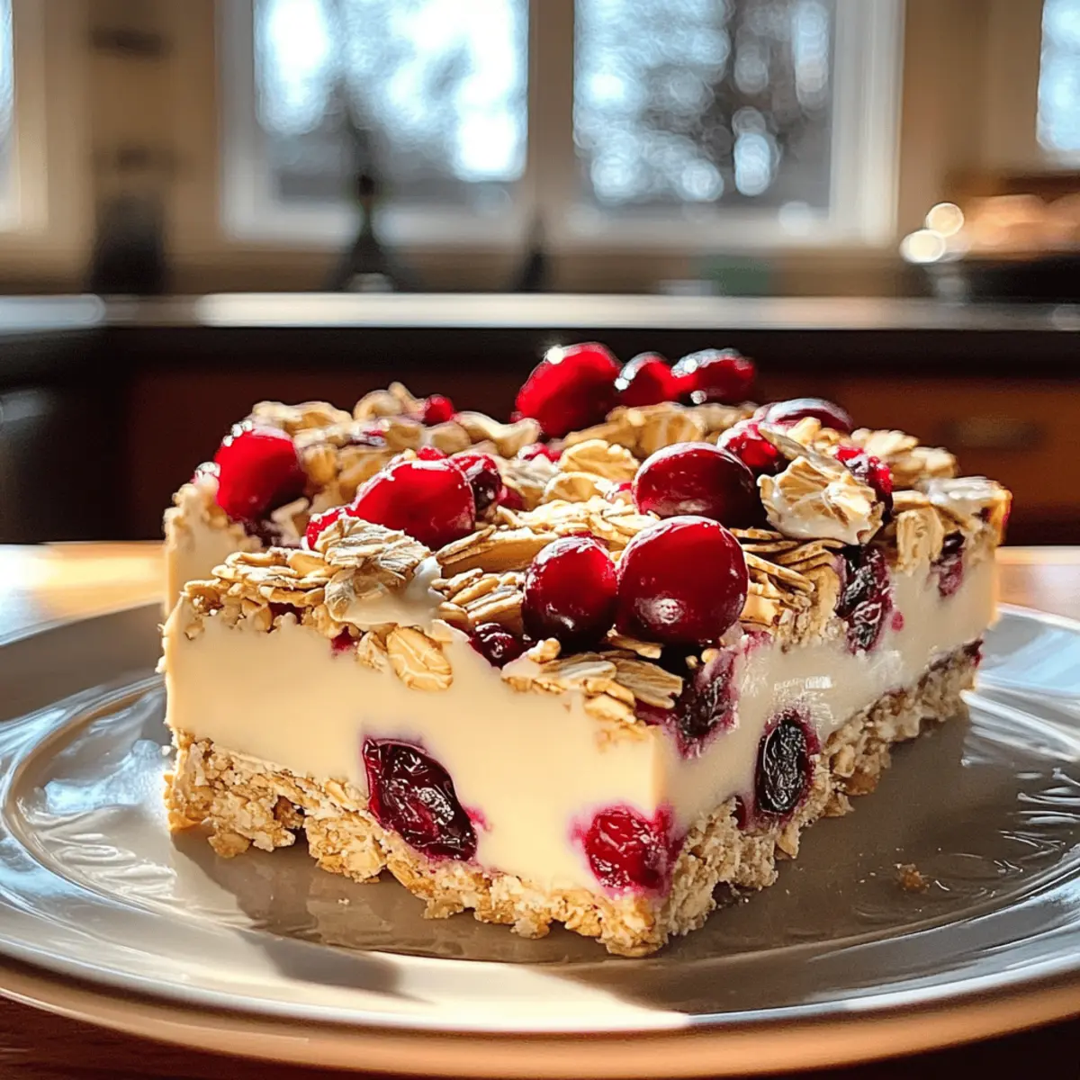 Weiße Schokoladen-Cranberry-Haferbars Genussvolle Süßigkeit