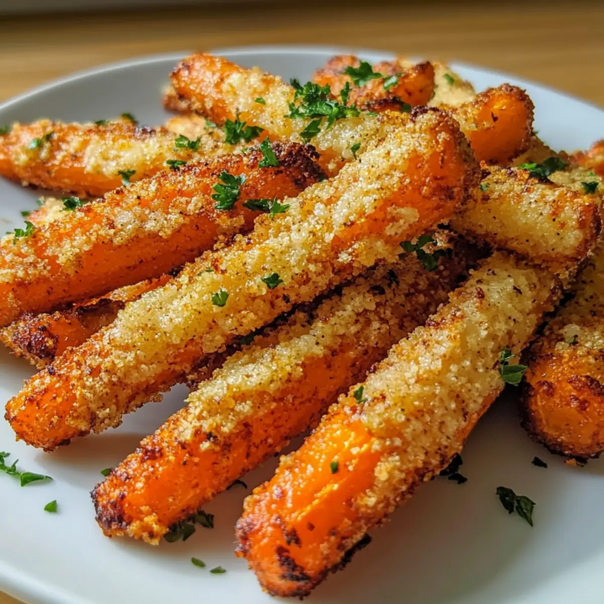 20-Minuten Luftfritteuse Knoblauch Parmesan Karotten