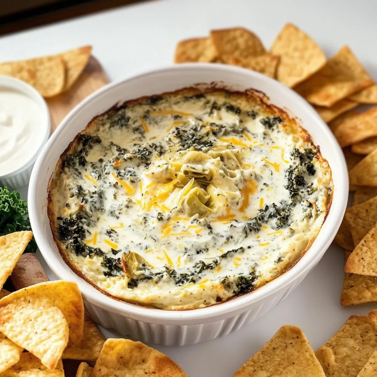 Gebackener Grünkohl- und Artischocken-Dip mit griechischem Joghurt