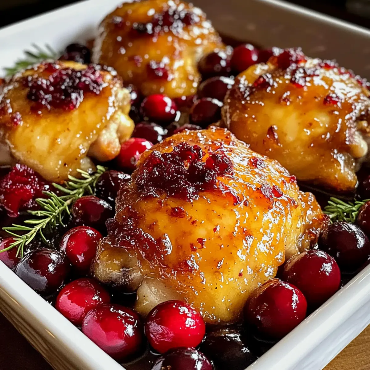 Gebackene Orange Cranberry Hähnchenschenkel für Festtage