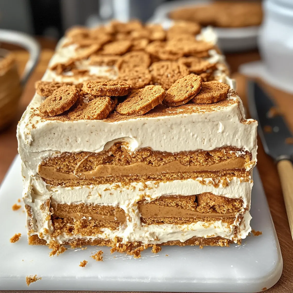 Biscoff Kühlschrankkuchen mit 4 Zutaten genießen