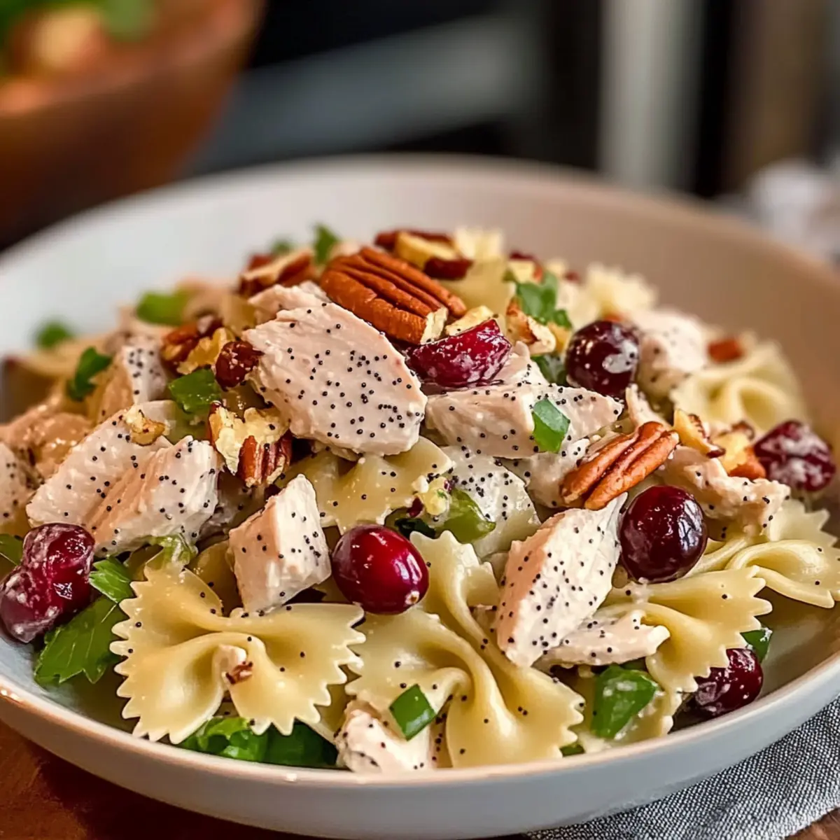 Schmetterlings-Nuss-Cranberry-Pasta-Salat für den Sommer