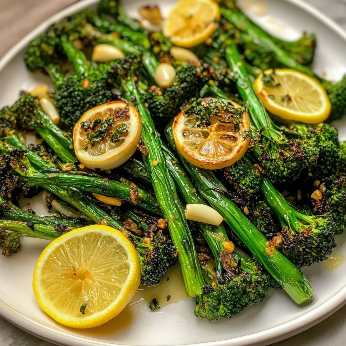 Gegrilltes Brokkolini mit Knoblauch und Zitrone