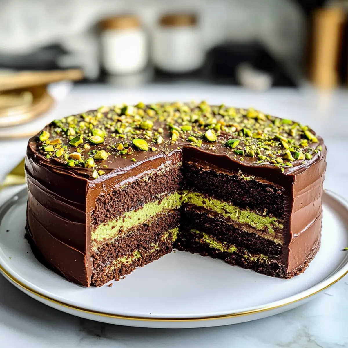 Dubai Schokoladenkuchen mit Pistazienfüllung