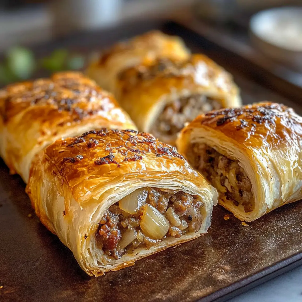 Französische Zwiebel Würstchen Rollen zum Selbermachen