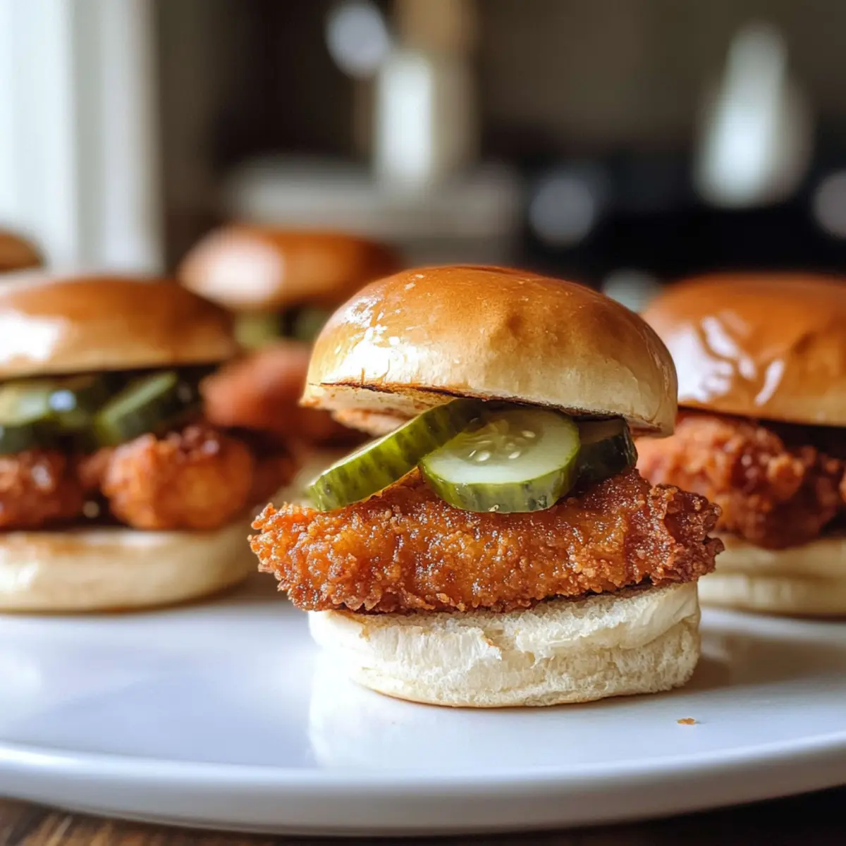Frittierte Hähnchen-Slider mit selbstgemachten Gurken
