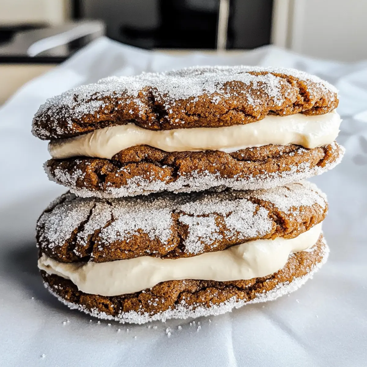 Lebkuchen-Crinkle-Kekse-Sandwiches mit Frosting