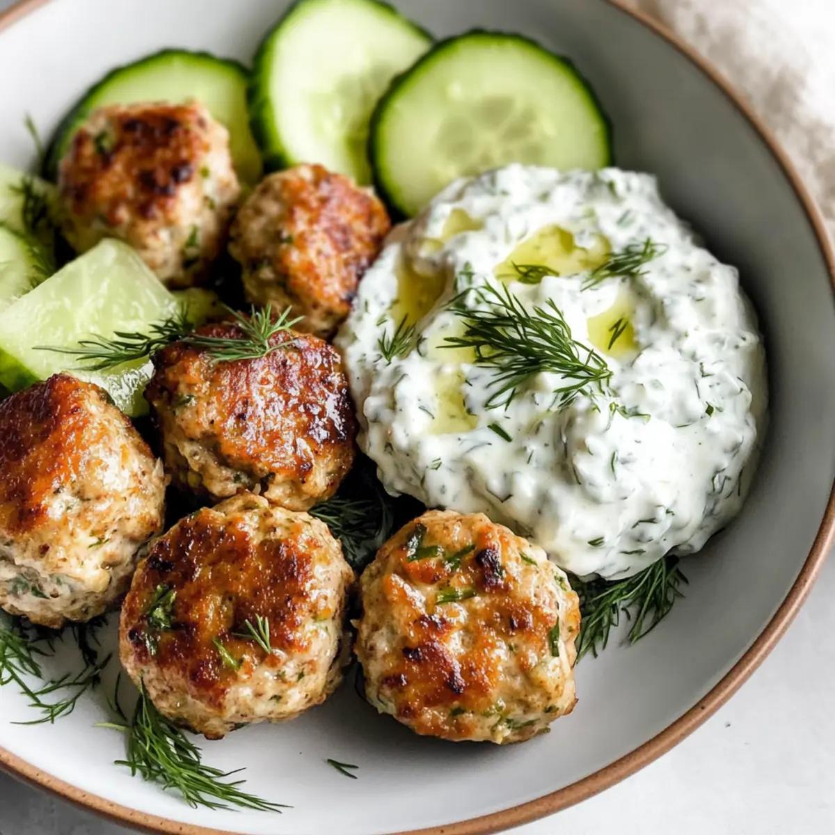 Griechische Hähnchenfrikadellen mit frischem Tzatziki