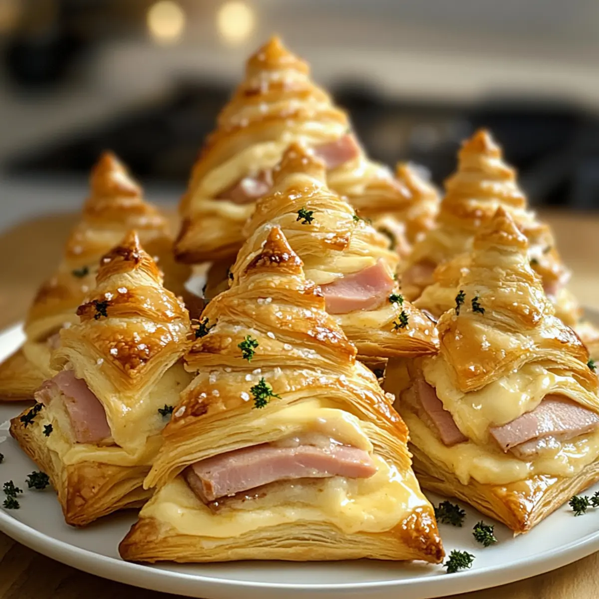 Schinken & Käse Blätterteig Weihnachtsbäume für Feste