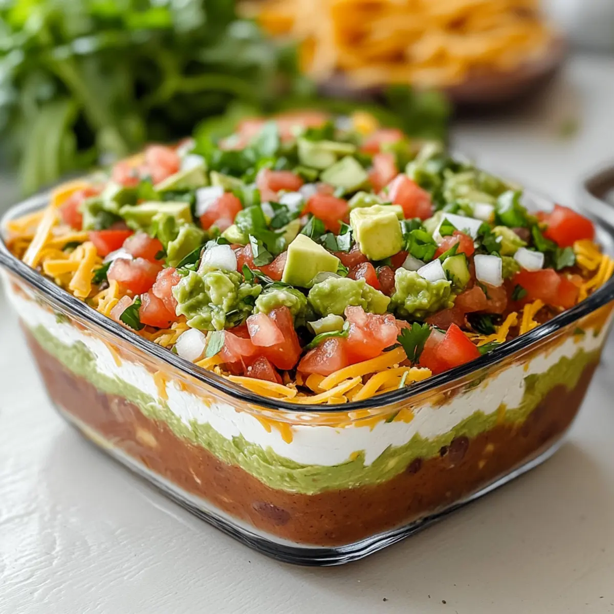 Gesunde 7-Schichten-Bohnen-Dip mit griechischem Joghurt