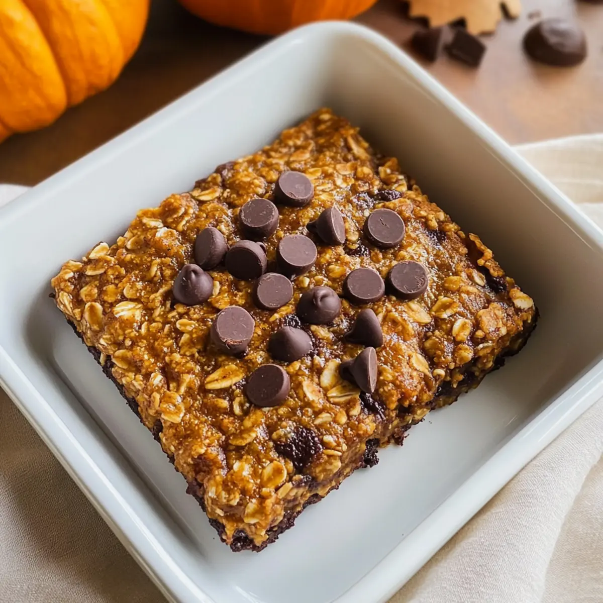 Proteinreicher Kürbis-Baked Oatmeal mit Schokolade