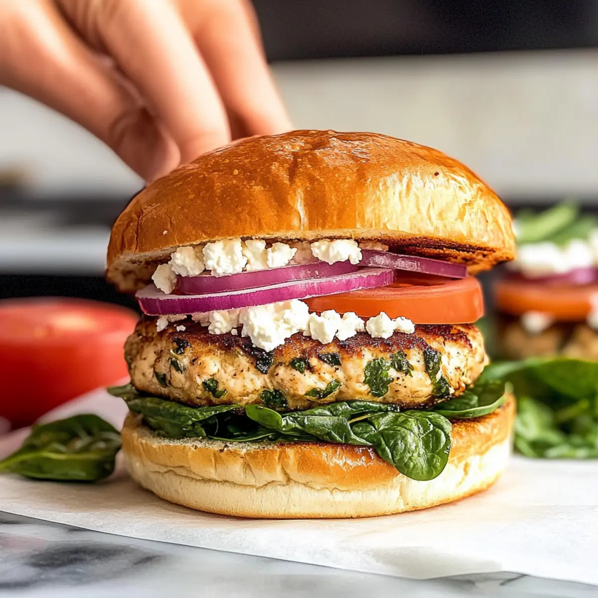 Saftige 25-Minuten Spinat Feta Hähnchenburger genießen