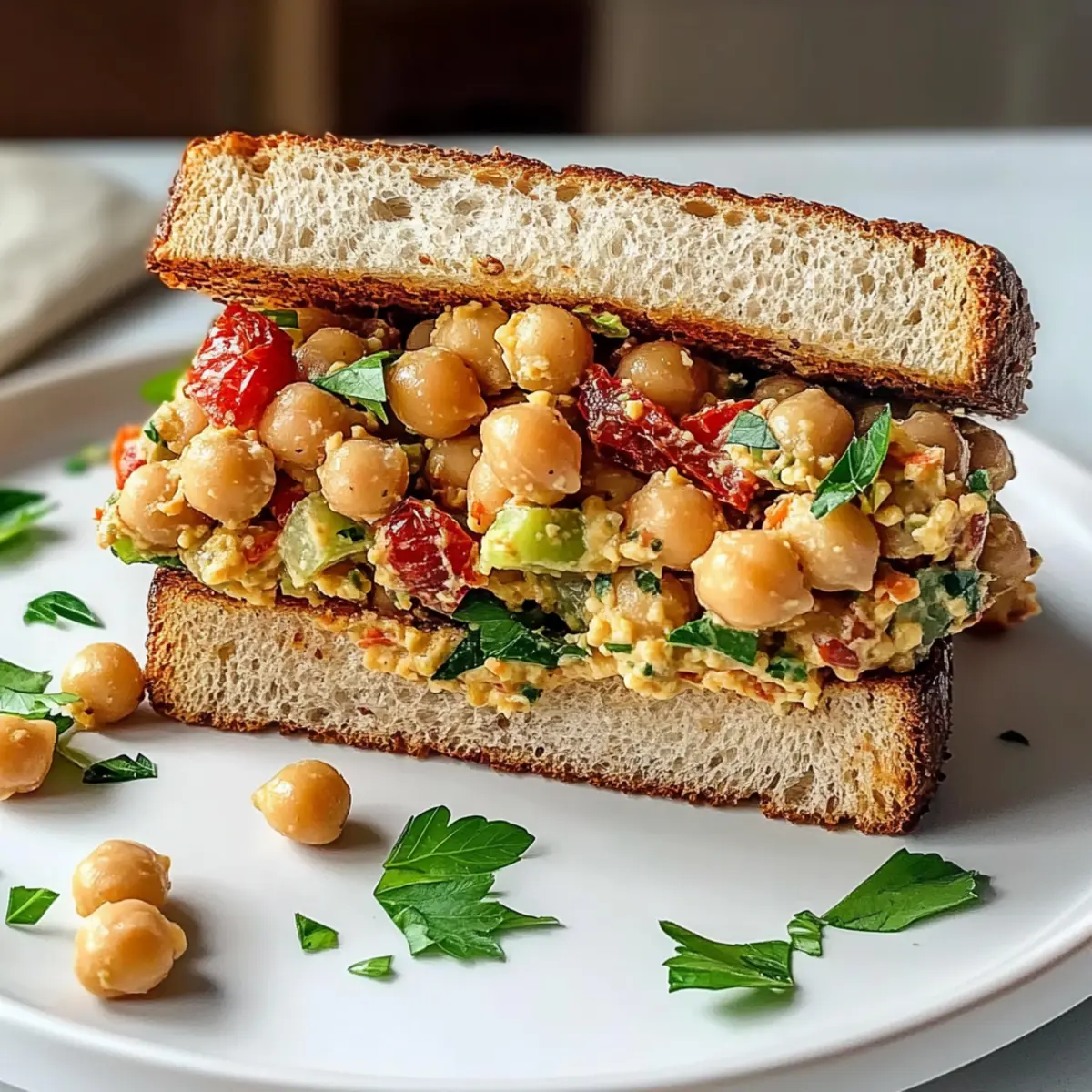 Mittelmeer Kichererbsensalat Sandwich einfach selber machen