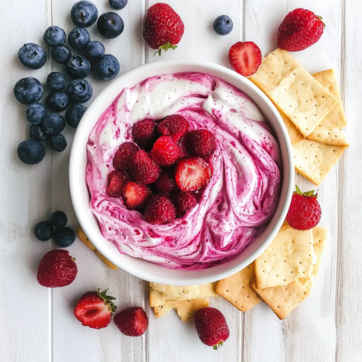 No-Bake Beeren Käsekuchen Dip mit griechischem Joghurt