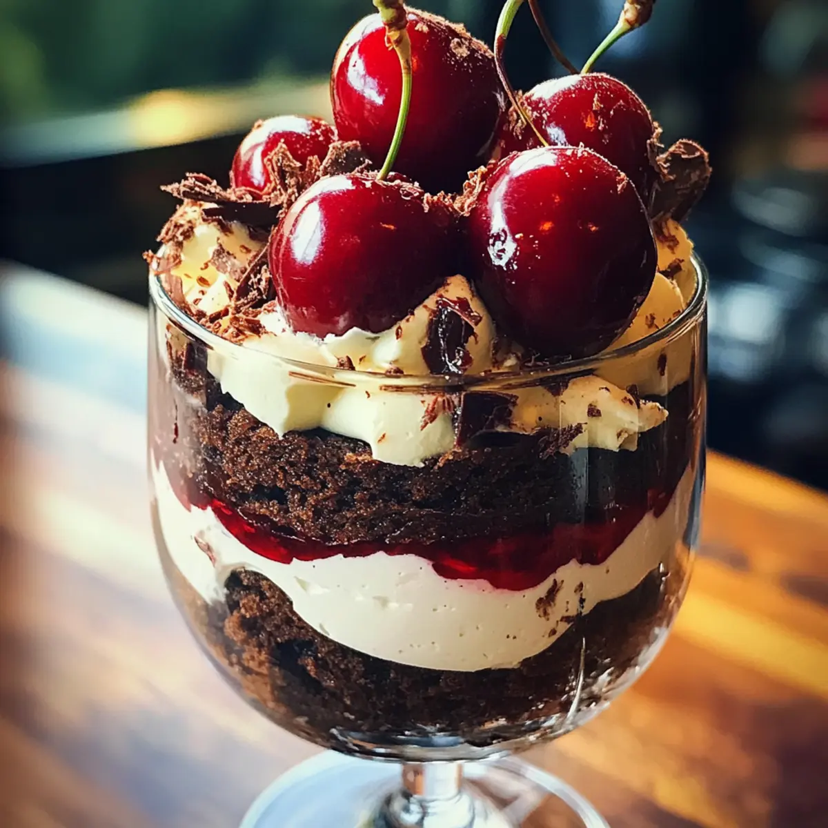 Schwarzwälder Kirschsaft Dessert im Glas genießen