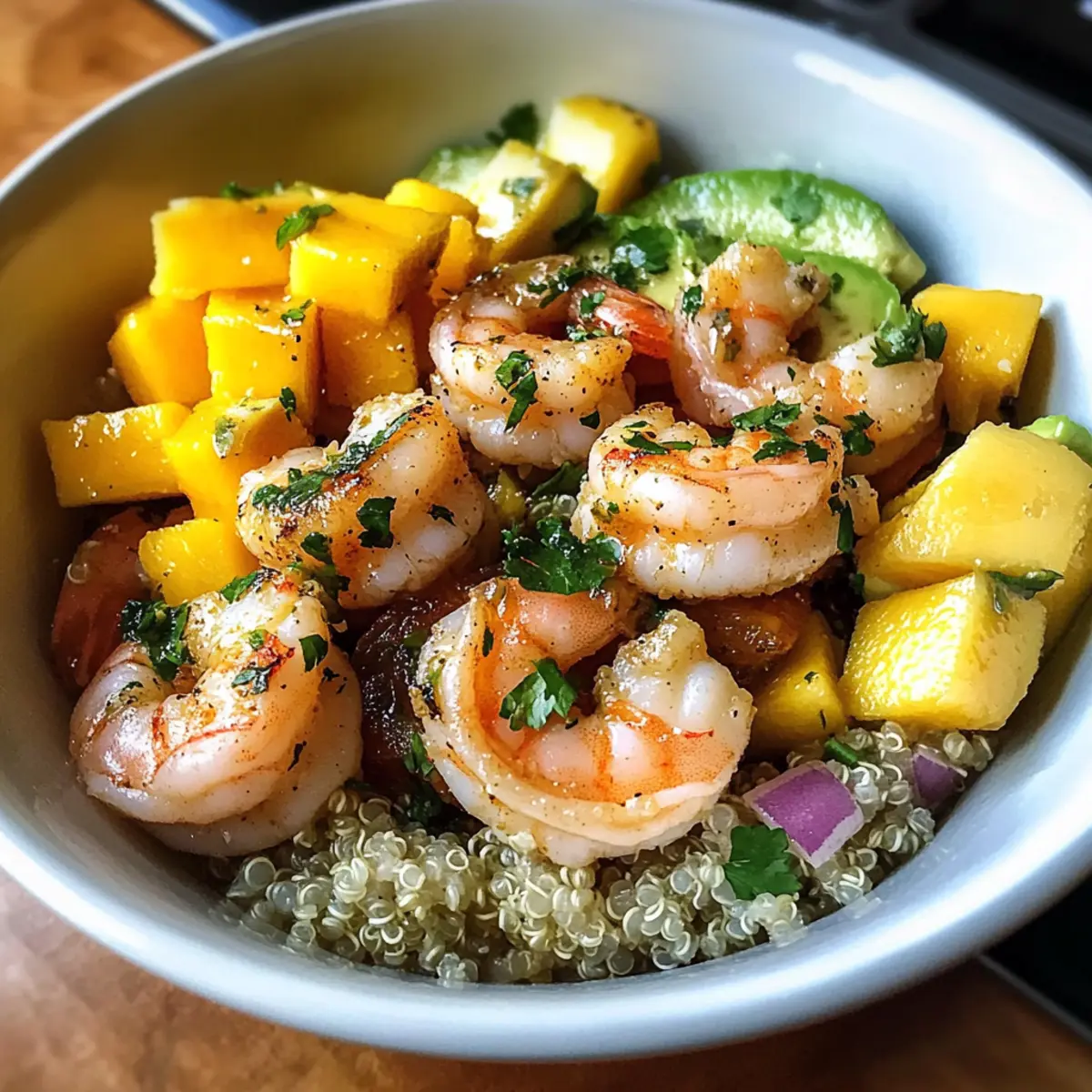 Garnelen Avocado Mango Schalen für ein schnelles Mittagessen