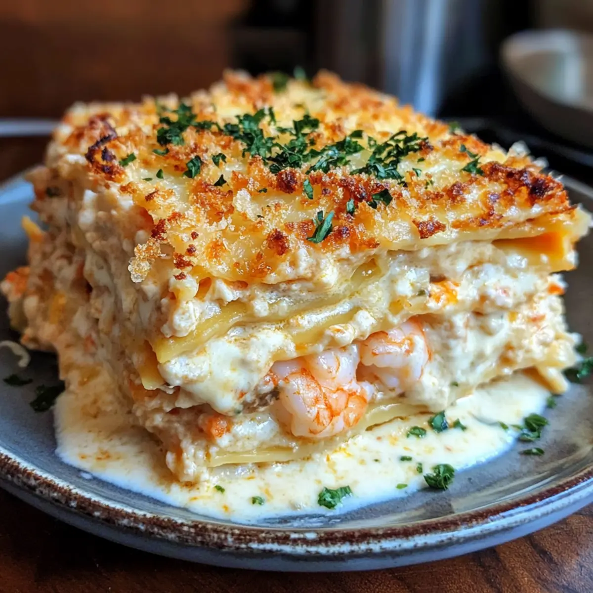 Leckere Shrimp Crab Lasagne für Seafood-Liebhaber