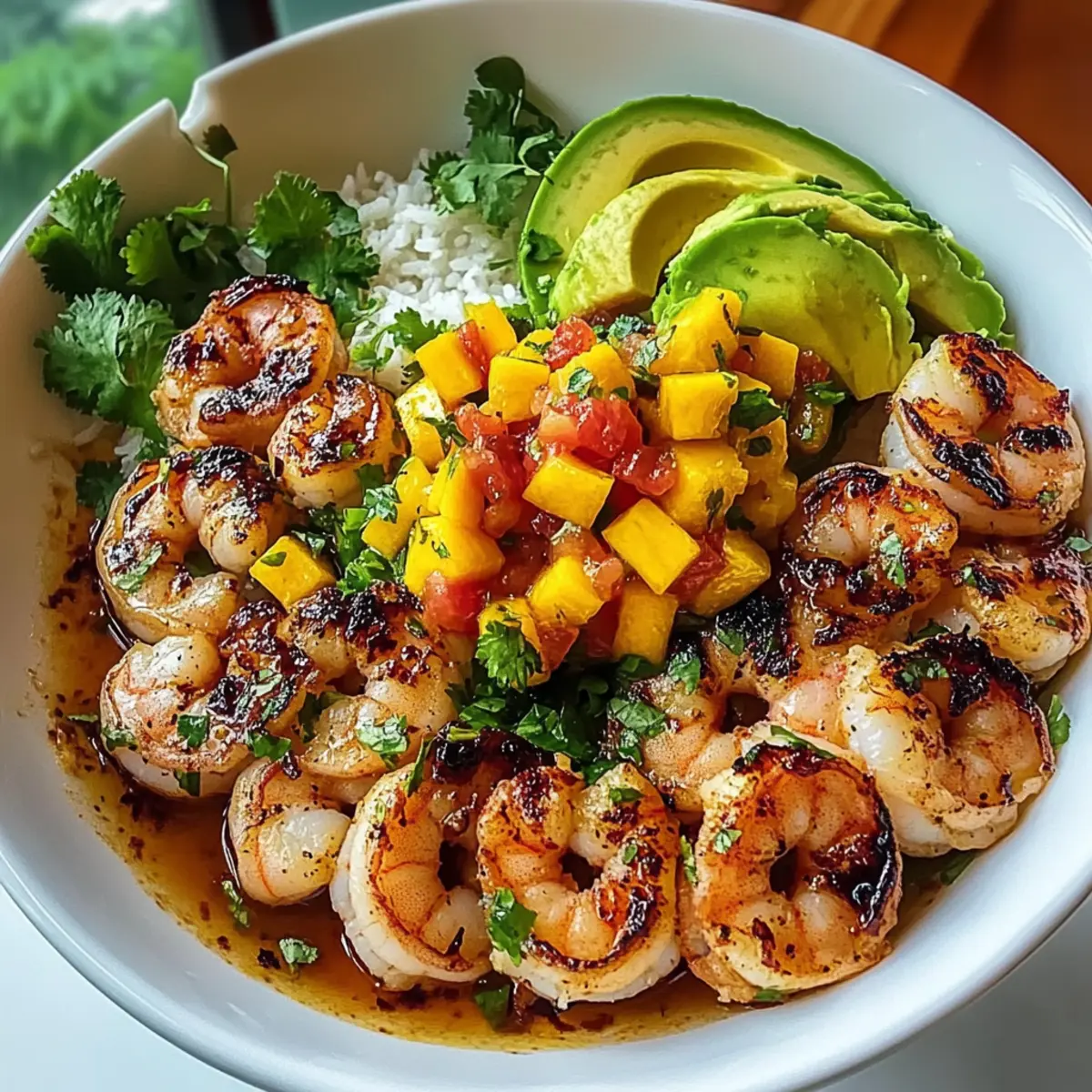 Garnelen- und Avocado-Schalen mit fruchtiger Mangosalsa