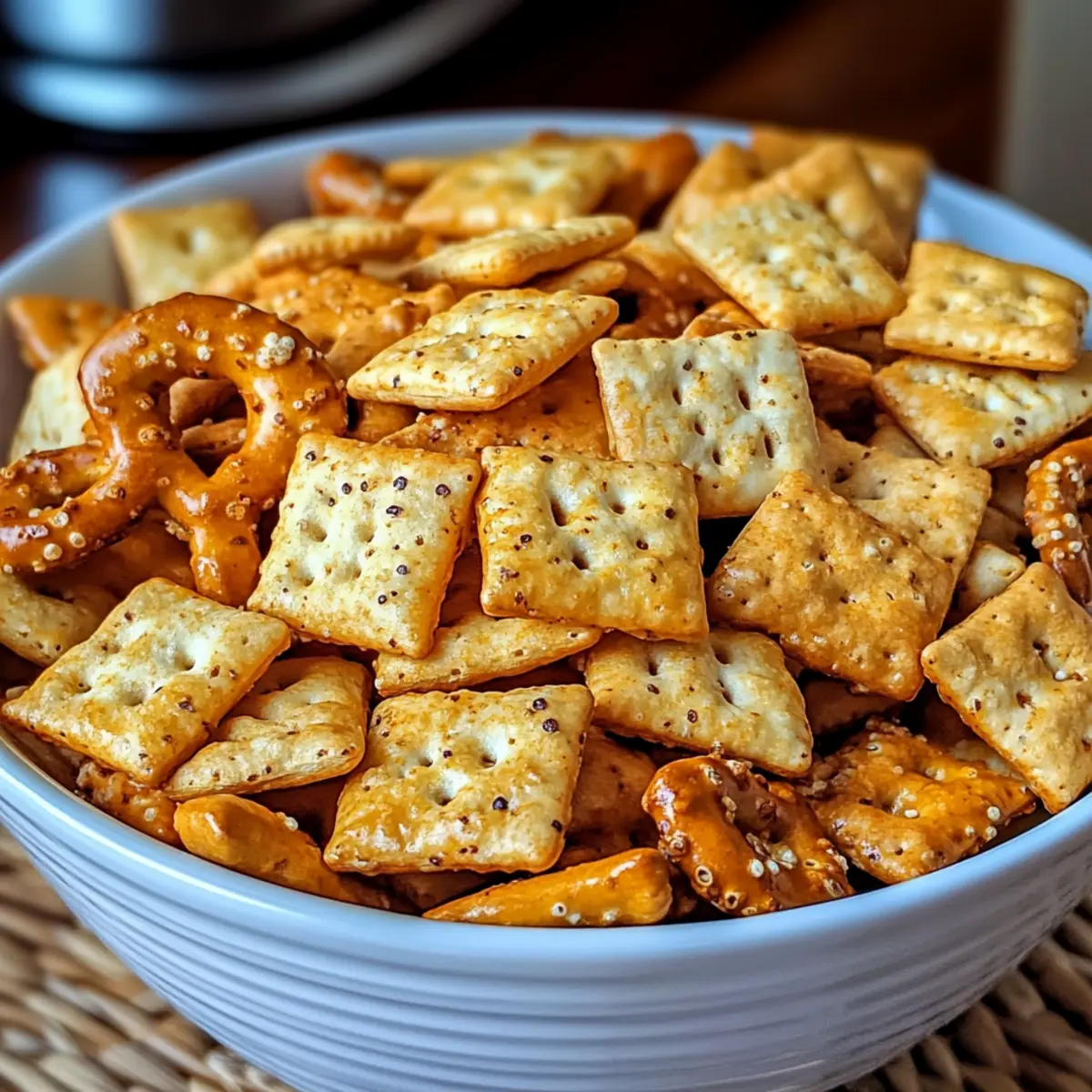 Scharfe Käsecracker Snackmischung ganz einfach zubereiten