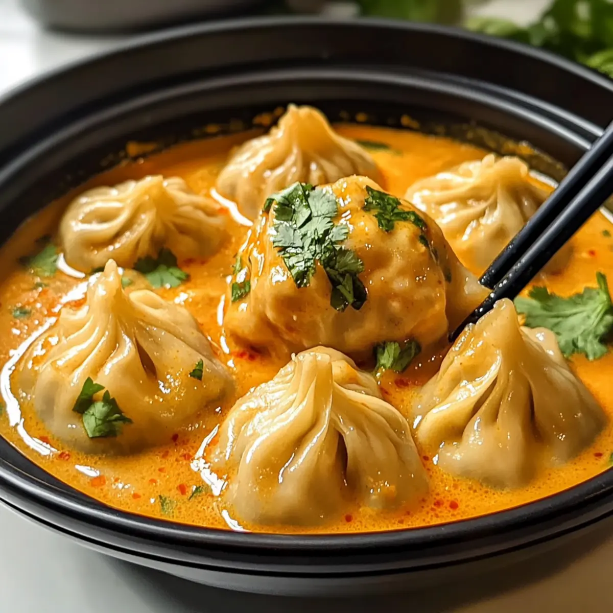 Würzige Thai-Rote-Curry-Suppe-Dumplings für jeden Anlass