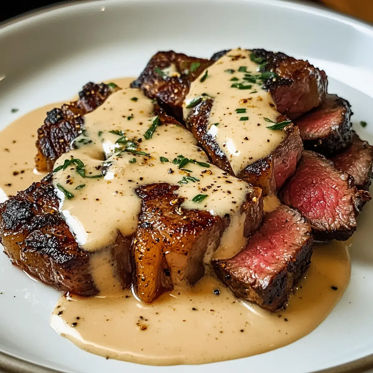 Steak mit Bourbon Knoblauch Sahnesoße in 30 Minuten