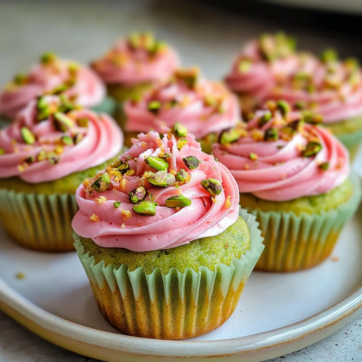 Vegane Mini-Rosen-Pistazien-Cupcakes für jeden Anlass